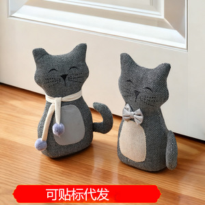 Décoration de porte en forme de chat mignon avec nœud papillon en tissu, coupe-vent, anti-collision, à poser au sol, pour la maison, article de nécessité quotidienne - Product Image 5