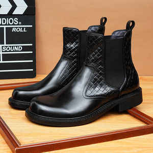 รองเท้าบูทหนังวัวแท้ทรงสูงแบบอังกฤษสำหรับผู้ชาย และรองเท้าหนังเงา - Product Image 1