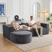 Canapé modulaire convertible en forme de L sans structure, avec sièges rembourrés en éponge, pour salon (OEM/ODM)