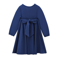 Nouvelle robe musulmane pour enfants, 2 pièces, bleu marine, robe longue, ensemble hijab uni, prière, Ramadan, Eid, abaya islamique pour fille