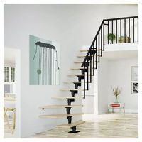 Escalier droit en bois flottant sur mesure avec garde-corps moderne en câble d'acier inoxydable