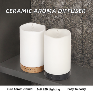 Diffuseur d'huiles essentielles électrique en céramique blanche 101200ml, portable, ultrasonique, aromathérapie, humidificateur, lumière LED, 1 an de garantie - Product Image 2