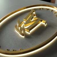 Letrero Metálico 3D Dorado Impermeable con Retroiluminación LED, Letras Personalizadas para Pared, Letrero Comercial para Spa, Salón de Masajes, Tablero con Logotipo