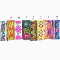 5cm bricolage National vêtement ruban sangle broderie couleur fleur motif Jacquard maison Textile Costume col dentelle ethnique garniture