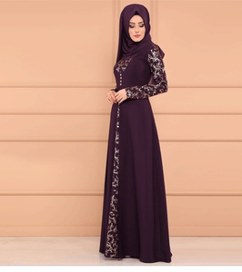 Abaya a Maniche Lunghe in Morbido Poliestere con Paillettes e Nappe, Traspirante, Stile Dubai Turco, Hijab Kaftan Djellaba da Donna per la Preghiera Musulmana - Product Image 5