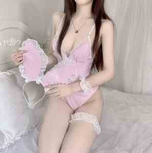 X8155 taglie personalizzate in lattice ragazze sensuali in pelle senza cavallo Sexy tute da donna girocollo orecchie da coniglietto Lingerie intimo da donna - Product Image 4