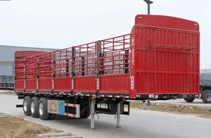 Wosheng Factory Price 3 Axle Livestock Farm Fence Steel Stake Semi Trailer