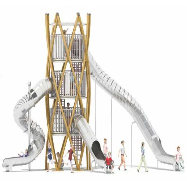 타워 유형 대형 스테인레스 스틸 슬라이드 시리즈 비표준 맞춤형 어린이 야외 놀이 장비