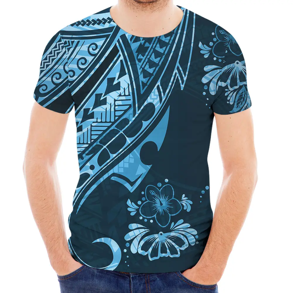 Camiseta personalizada en blanco para hombre, ropa Polinesia, diseño Tribal, estampado, informal, gimnasio, camisetas de manga corta de talla grande, venta al por mayor