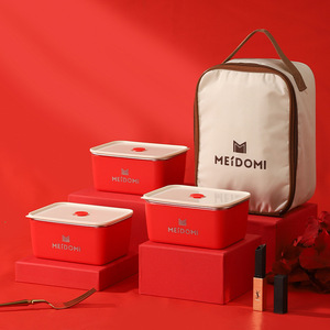 MeiDOMI Square Lunch Box 13.6x10.7x7cm Stackable Food <b>Container</b> With Insulated Bag For Daily Use - Product Image 3