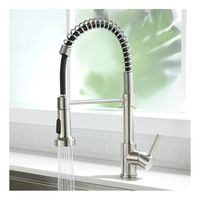 Robinet de cuisine en acier inoxydable SUS304, double levier, douchette extractible, finition brossée, montage sur plan, eau chaude et froide