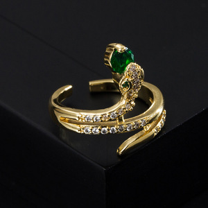 Anel punk de dedo 18k para homens e mulheres, anel gótico ajustável de animais, cobra, anel de zircônia - Product Image 1