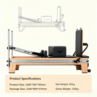 Reformer Pilates Maple Full Track 28mm en bois massif, machine de studio commerciale avec accessoires complets, logo personnalisé, pour la santé corporelle