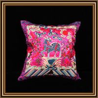 Housse de coussin décorative marocaine en broderie chinoise artisanale de luxe orientale soyeuse en gros