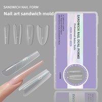 Formes d'ongles en acrylique ultra-fines transparentes à motif écossais pour manucure explosive, couvrant entièrement les doigts