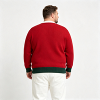 Pull cardigan en tricot pour homme, col en V, à thème de Noël, avec broderie simple de tête de cerf rouge, ODM OEM