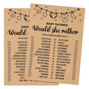 Papier d'emballage brun, <span class=keywords><strong>jeu</strong></span> de cartes pour fête de mariage ou enterrement de vie de jeune fille - Cartes « Quelle préfère-t-elle ? » Fabriqué en Chine, marque OEM - Product Image 1