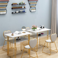 Table et chaises de manucure modernes en métal Table à ongles multifonctionnelle pour salon de beauté et centre commercial