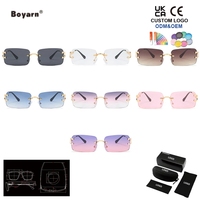 Lunettes de soleil rectangulaires bleues Boyarn sans monture pour hommes et femmes, avec verres dégradés, style mode carré, sans cadre