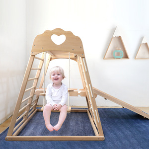Structure d'escalade intérieure en bois pour enfants avec échelle et filet pour le jeu et l'entraînement physique des bébés - Product Image 3