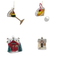 Décorations de Noël sélectionnées : Verres à vin, bonbons et maisons de campagne festives