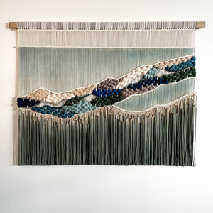 <span class=keywords><strong>Tapisserie</strong></span> murale tissée texturée à plusieurs couches, paysage bleu dégradé, macramé, pour chambres classiques de luxe - Product Image 1