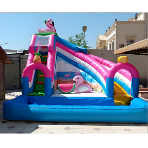 Tobogán Inflable Comercial de PVC con Forma de Flamenco, Castillo Hinchable Combinado para Niños, Piscina Inflable con Tobogán - Product Image 1