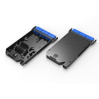 Kaset Sambungan Serat Optik 12 Port Hitam Plastik PC 900um Slim Patch Panel untuk FTTH UPC SM LC UPC Splicing