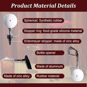 Ensemble d'ouvre-bouteilles manuel en métal pour le golf, avec poignée en alliage <span class=keywords><strong>de</strong></span> zinc, <span class=keywords><strong>tire</strong></span>-<span class=keywords><strong>bouchon</strong></span>, bouchons <span class=keywords><strong>de</strong></span> vin, ouvre-bouteilles pour mariage et anniversaire, coffret cadeau pour boissons - Product Image 3