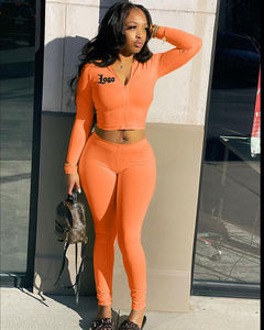 Set Fitness da palestra con Logo personalizzato Set da Jogging Set da Jogging <span class=keywords><strong>tuta</strong></span> attillata da donna completo completo completo con Zip completa <span class=keywords><strong>tuta</strong></span> pantaloni della <span class=keywords><strong>tuta</strong></span> - Product Image 4