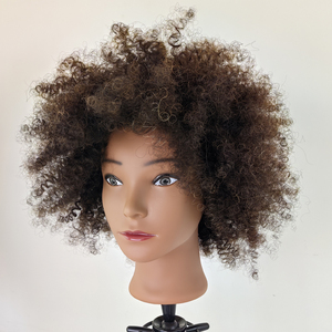 Cabeza de Maniquí 100% <span class=keywords><strong>Cabello</strong></span> Humano Afro Crespo Rizado para Entrenamiento en Salón de Belleza, Barbería, Escuela de Estilismo y Modelado de Peinados - Product Image 4