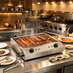 Grill électrique de table commercial haute puissance 5,6 kW, barbecue sans fumée avec fonction de grillage flexible - Product Image 3