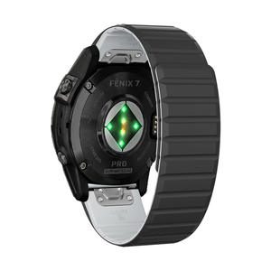 RYB <span class=keywords><strong>Bracelet</strong></span> de montre intelligent <span class=keywords><strong>Bracelet</strong></span> magnétique en silicone pour <span class=keywords><strong>Garmin</strong></span> <span class=keywords><strong>Fenix</strong></span> 5 <span class=keywords><strong>5s</strong></span> 5X 6X 26MM 22MM <span class=keywords><strong>20MM</strong></span> - Product Image 1