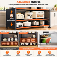 Meuble de cuisine moderne en métal avec porte basculante, étagères à vaisselle mobiles en acier résistant aux rayures, range-assiettes, butées et roulettes