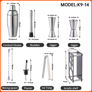 Creation Factory Direct Customizable 700ml Bar Tools <strong>Cocktail</strong> <strong>Maker</strong> 304 Stainless Steel Barware <strong>Set</strong> with Acrylic Frame Stand - Product Image 2