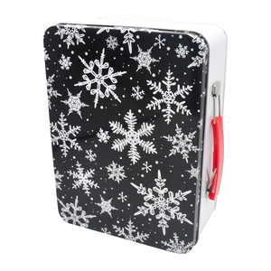 Venda quente Grande Vintage <span class=keywords><strong>Kids</strong></span> Tin Lunch Box Custom Vazio Retangular Metal com Alça para Cookies e Doces Atacado - Product Image 3