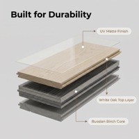 Parquet contrecollé moderne étanche à lattes larges en chêne blanc de qualité ABCD avec noyau en bouleau compatible chauffage par le sol