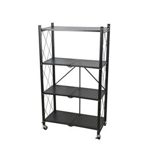 New Design 4-tier Large Folding Metal Bathroom Kitchen Storage Racks With Wheels