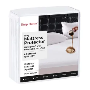 Protector de colchón transpirable, hecho a medida, tamaño queen, tejido de algodón de rizo, Fundas y Protectores de colchón impermeables
