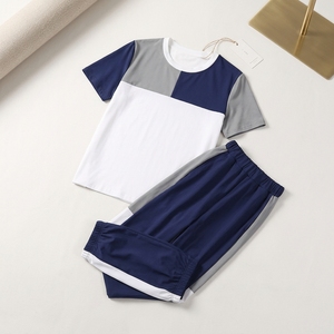 Ensemble décontracté d'été LURI pour garçons : T-shirt à manches courtes et pantalon long en tissu peigné polyester/coton à motif lettres – Vêtements pour garçons - Product Image 2