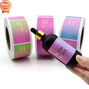 Custom Printed cosmetic Logo Sticker waterproof Self Adhesive Vinyl Roll bottle packaging Label custom stickers