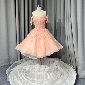 Robes de bal longues Lsmu183 pour Quinceañera, robes de soirée roses pour filles, corset en dentelle, pour princesse de 15 ans - Product Image 5