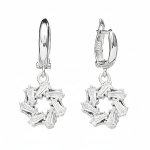 Baguette redondo hueco plata esterlina pendientes colgantes moda superventas venta al por mayor joyería de plata hecha a mano - Product Image 2