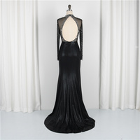 Robe de soirée luxueuse, nouvelle collection, col haut, fendue, perlée, manches longues, Sexy, longue tenue de soirée