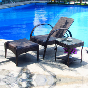 Lettino Prendisole Moderno da Esterno per Piscina, Sdraio da Giardino, Villa, Impermeabile, Anti-UV, in Rattan, per Spiaggia - Product Image 1