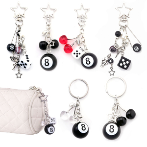 11pcs đen <span class=keywords><strong>8</strong></span> bida Keychain mini bóng nhựa mặt dây chuyền túi quyến rũ treo <span class=keywords><strong>Keyring</strong></span> - Product Image 1
