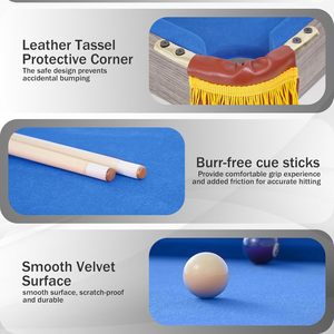 Di động trong nhà MDF hồ bơi Snooker & bàn bi-a thiết lập có thể gập lại chân thép góc cho trẻ em & người lớn để sử dụng nhà - Product Image 4