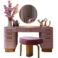 Offre spéciale en bois massif MDF respectueux de l'environnement Table de toilette de maquillage Commode de chambre à coucher avec miroir de maquillage éclairé par LED