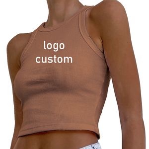 <span class=keywords><strong>Canotta</strong></span> da donna Sexy senza maniche con Logo personalizzato <span class=keywords><strong>a</strong></span> costine in tinta unita con Logo personalizzato - Product Image 5