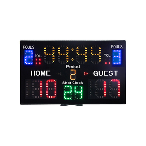 Tableau <span class=keywords><strong>de</strong></span> score électronique LED numérique GANXIN durable avec affichage du chronomètre <span class=keywords><strong>de</strong></span> 24 secondes, télécommande portable pour multisports - Product Image 1